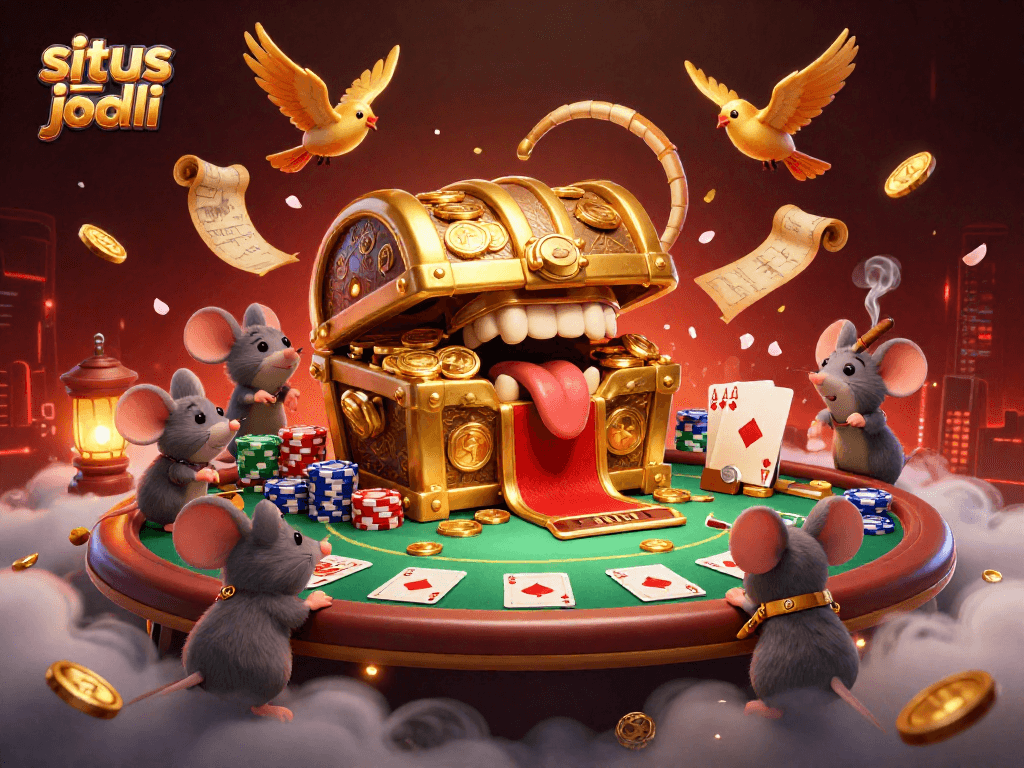 Engage with situs judi bola by exploring a vibrant 3D casino illustration featuring gambling delights.