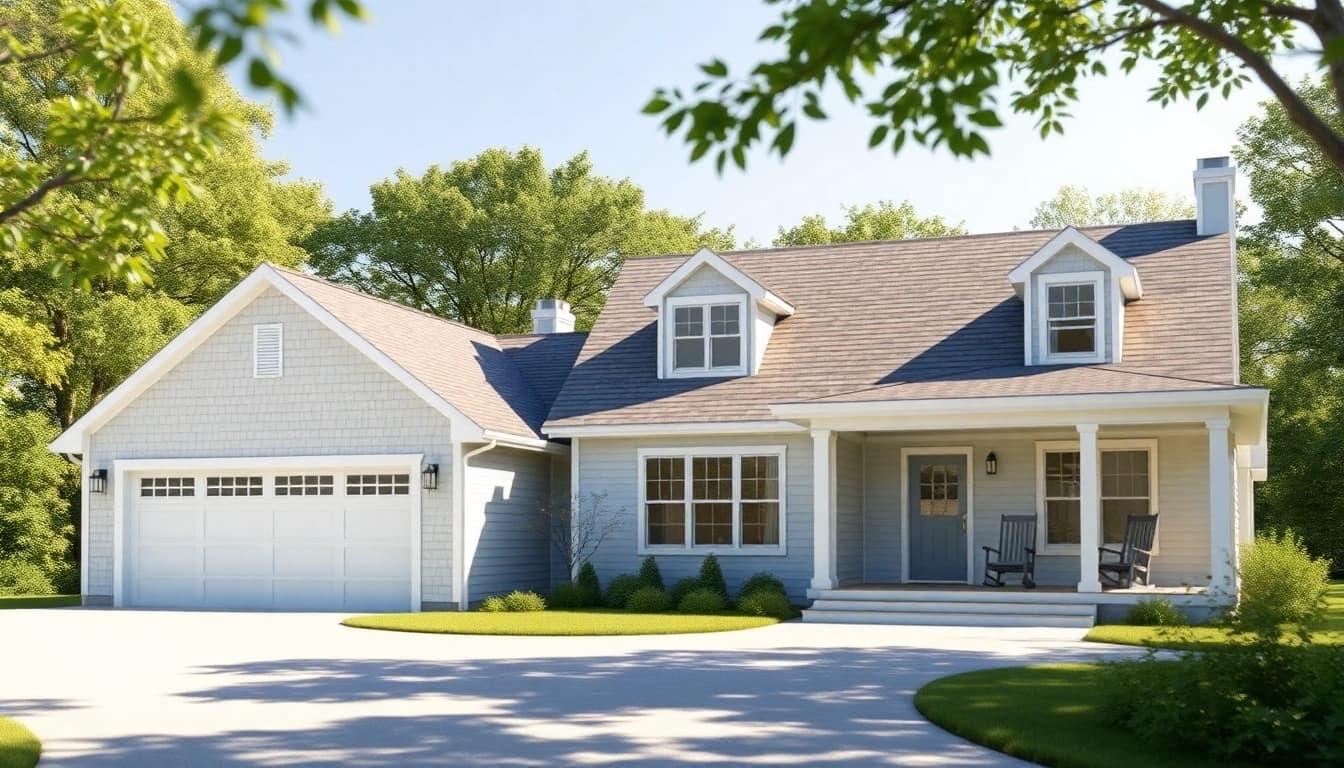 Stunning Cape Cod home addition showcasing its inviting design and spacious attached garage.