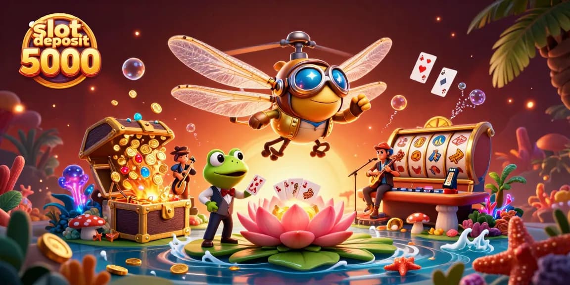 Experience thrilling action with slot deposit 5000 featuring vibrant casino characters and a dynamic scene.