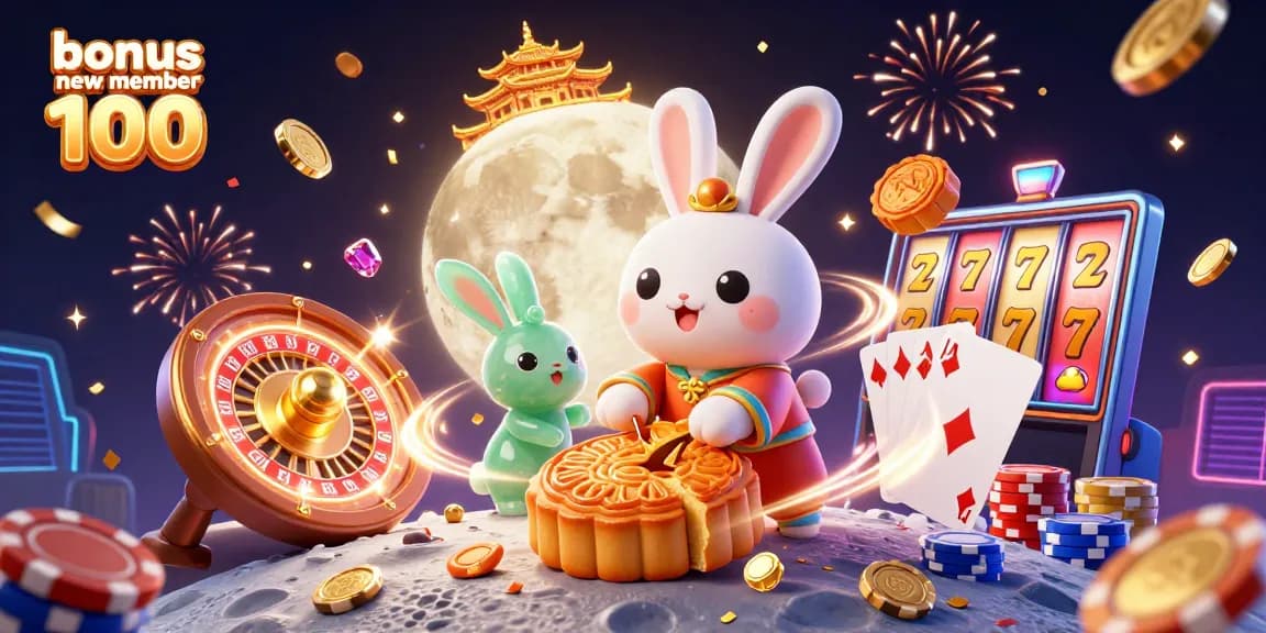 Claim your bonus new member 100 at a vibrant casino scene featuring luck and prosperity.