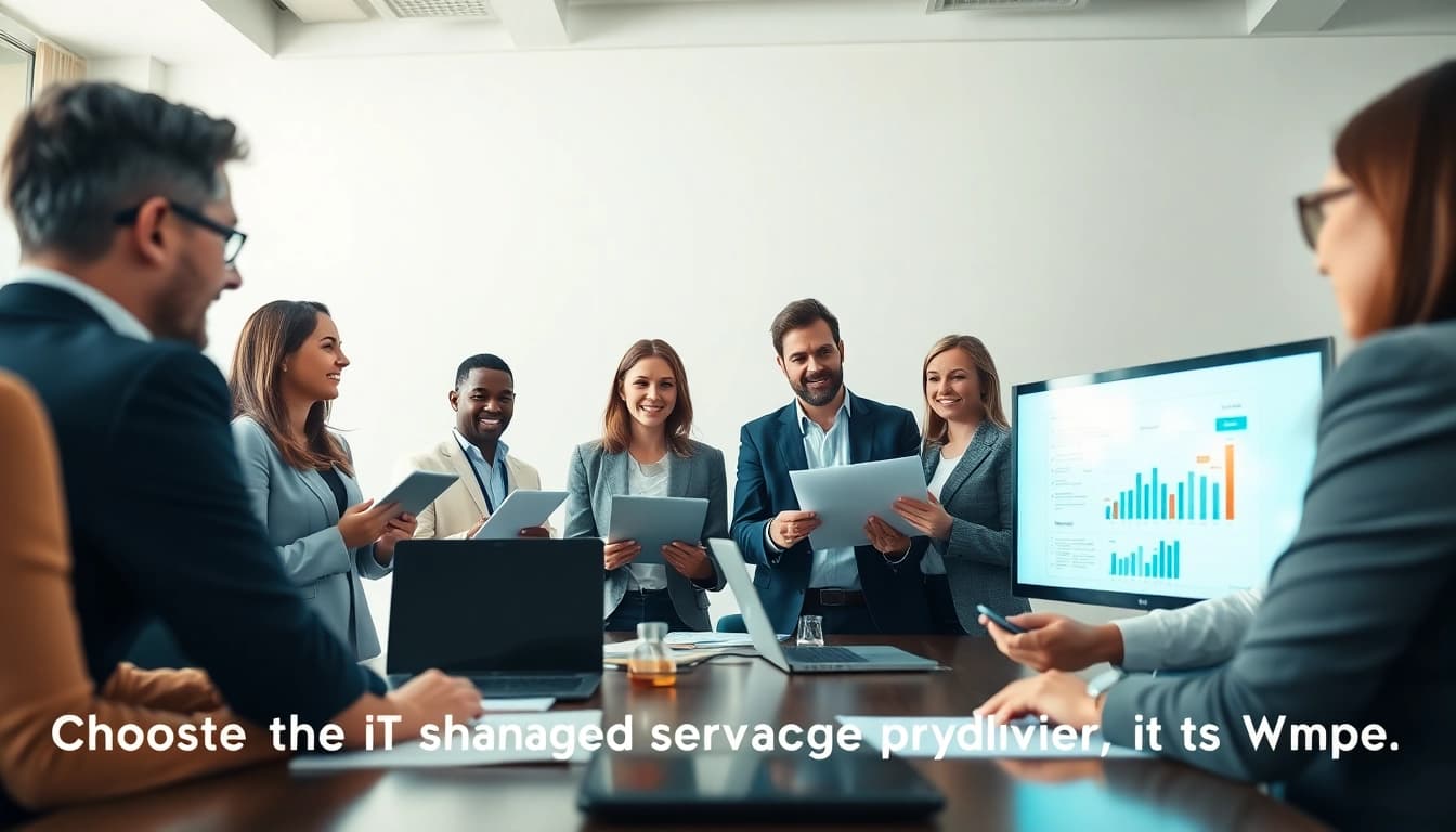 How to Choose a Managed Service Provider in Tampa displayed in a professional business meeting setting with diverse participants.