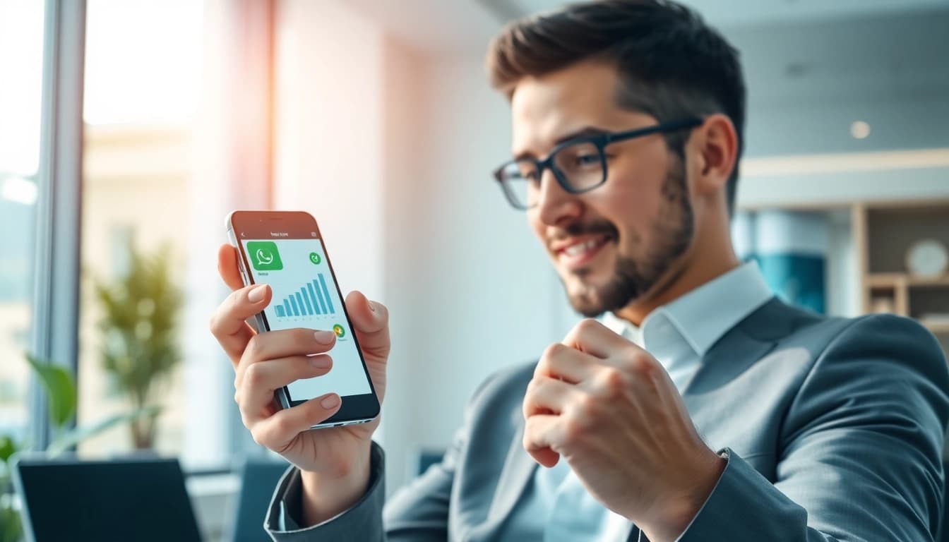 Enhancing communication with WhatsApp Business CRM in a modern office setting.