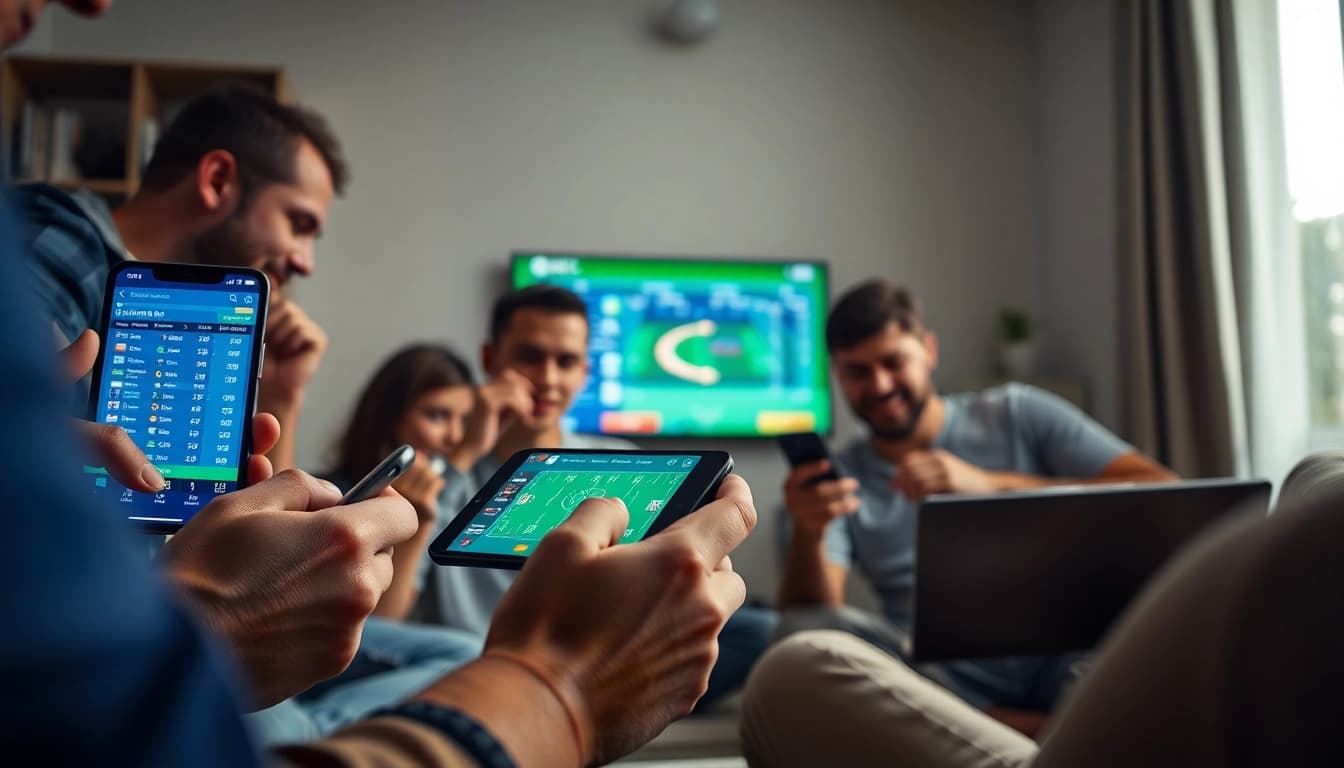 Engaging users placing bets on sports betting sites India via mobile apps and showcasing vibrant odds.