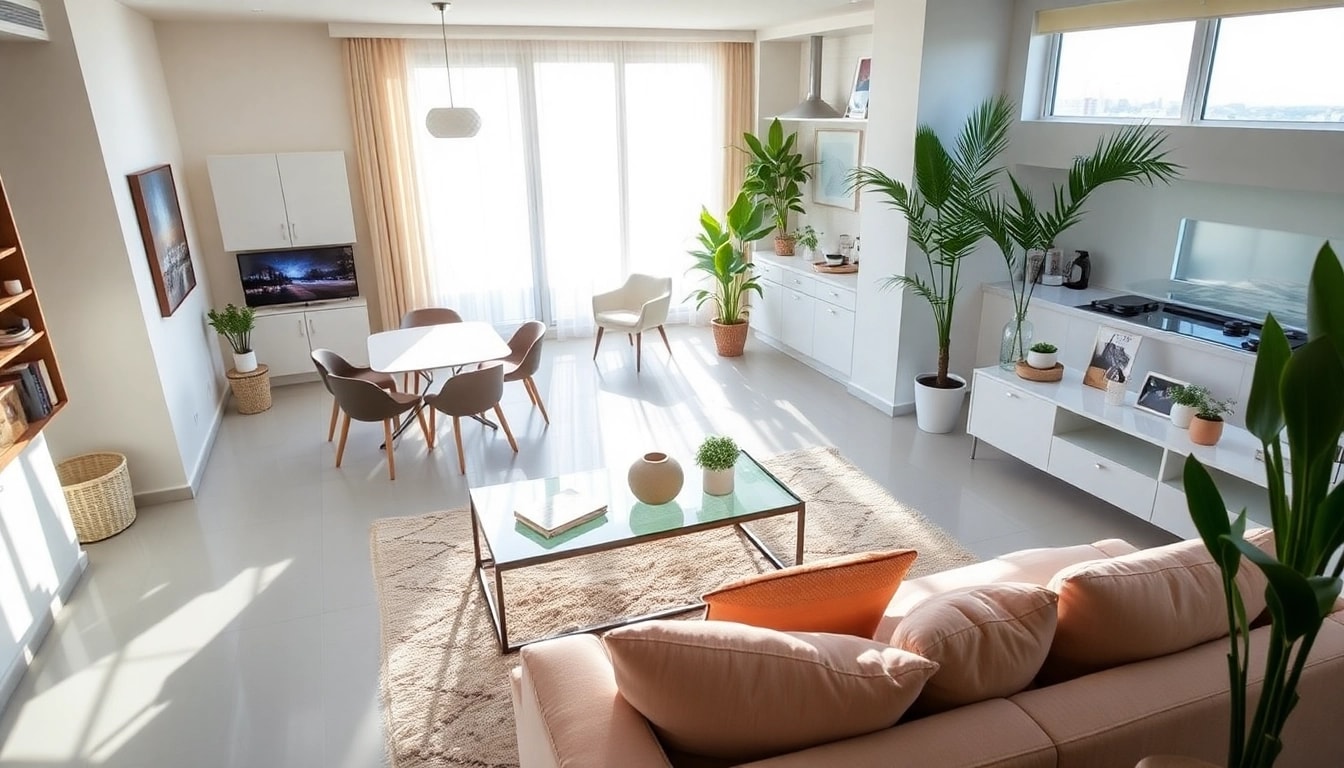 Buy apartment in Alanya showcasing a modern, spacious living area filled with natural light.