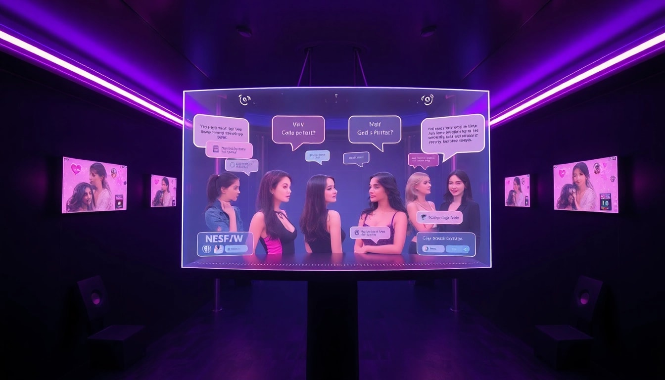 Engaging visual of a futuristic character AI NSFW interface with holographic avatars.