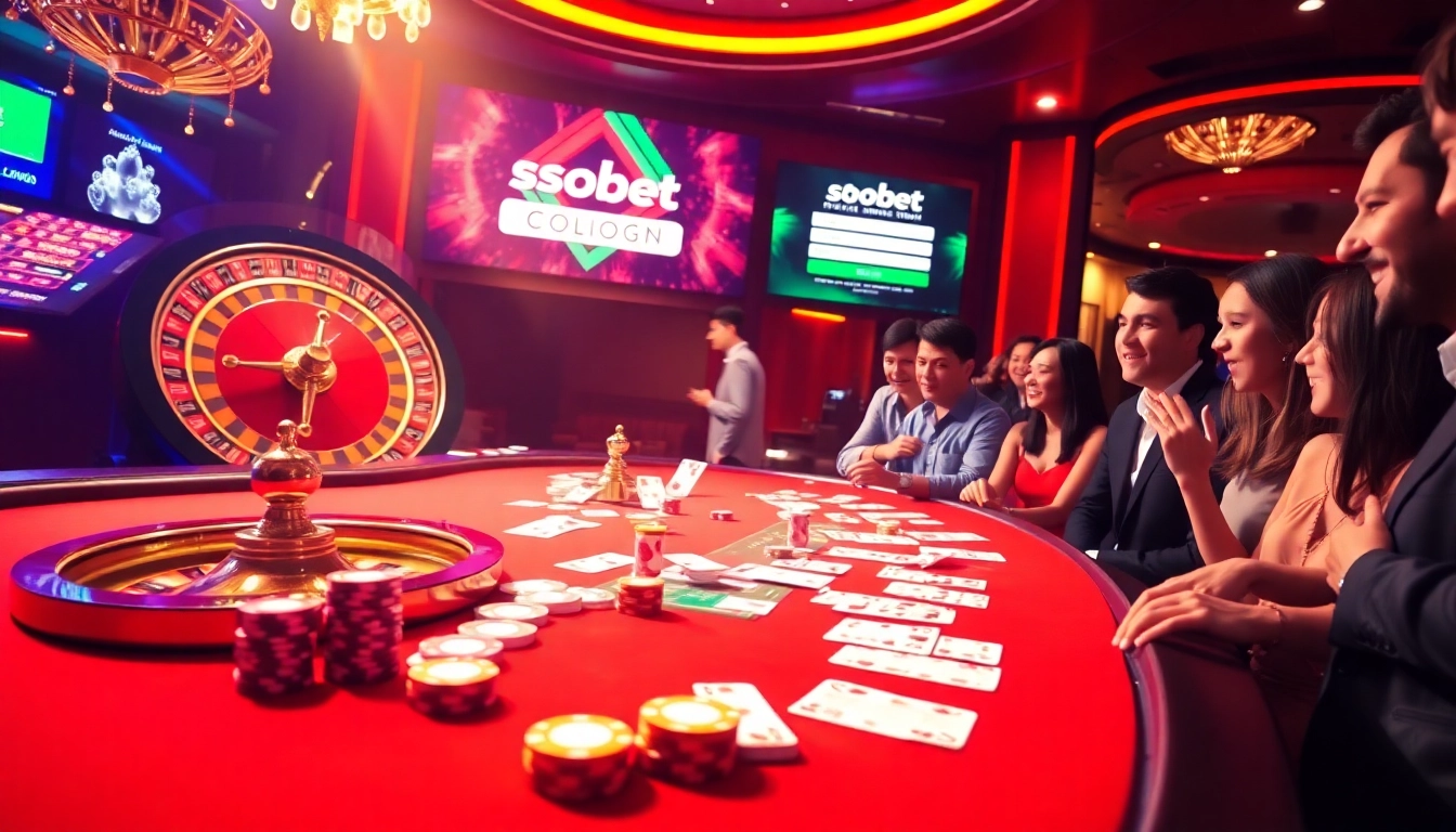 Sbobet login displayed on a dazzling casino table, capturing the thrill of online betting.