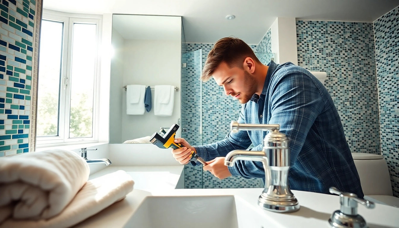 Skilled bathroom remodelers showcasing a modern renovation with attractive fixtures and bright design.