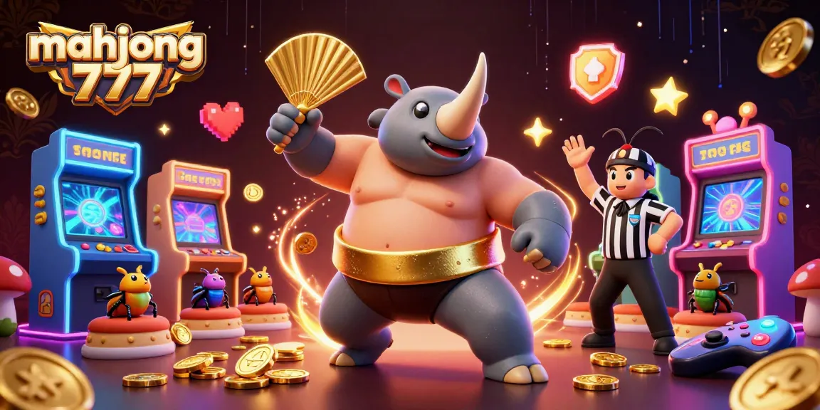 Experience mahjong 777 excitement with a vibrant gaming scene of beetle champions and dynamic casino elements.