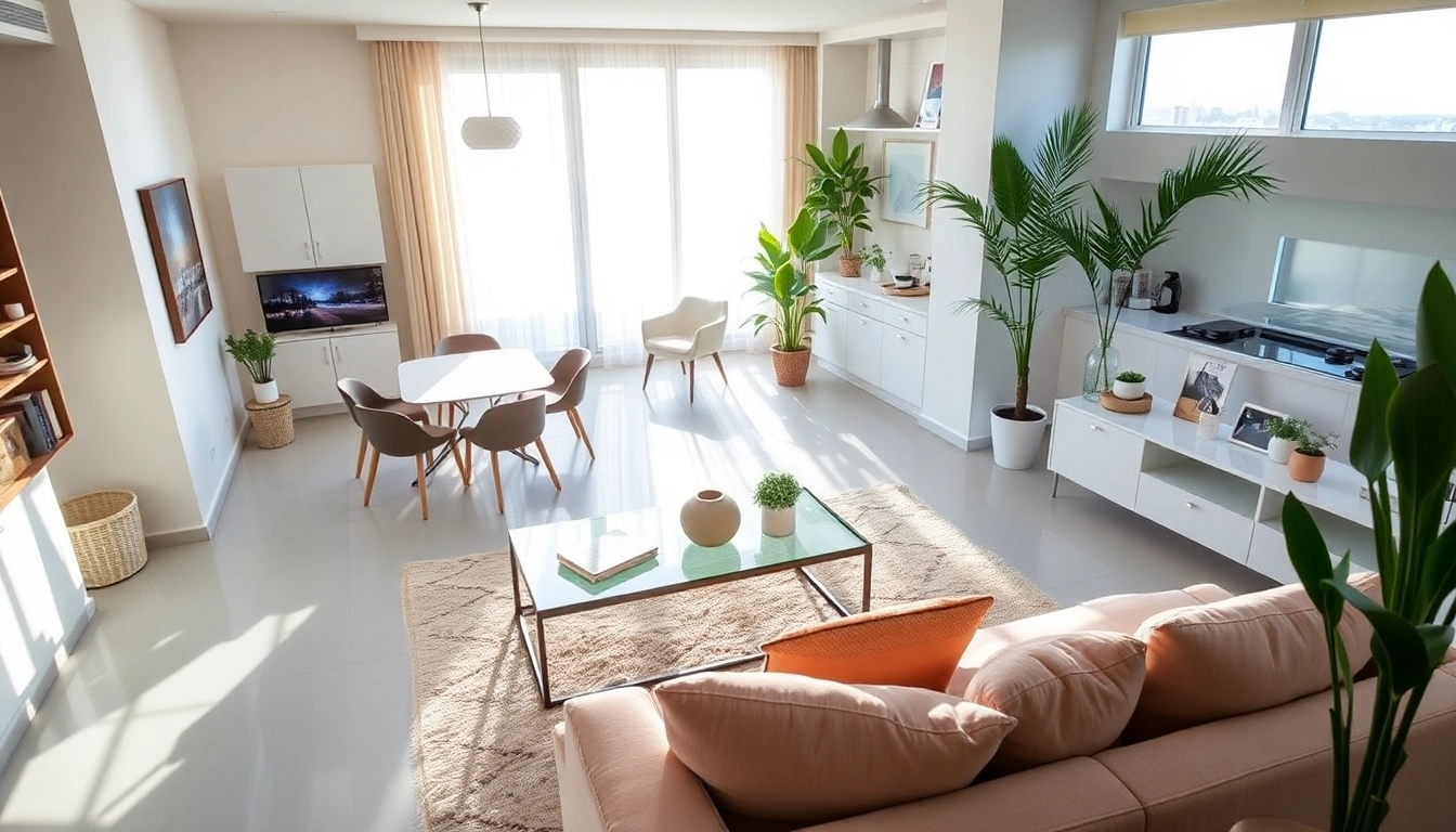 Buy apartment in Alanya showcasing a modern, spacious living area filled with natural light.