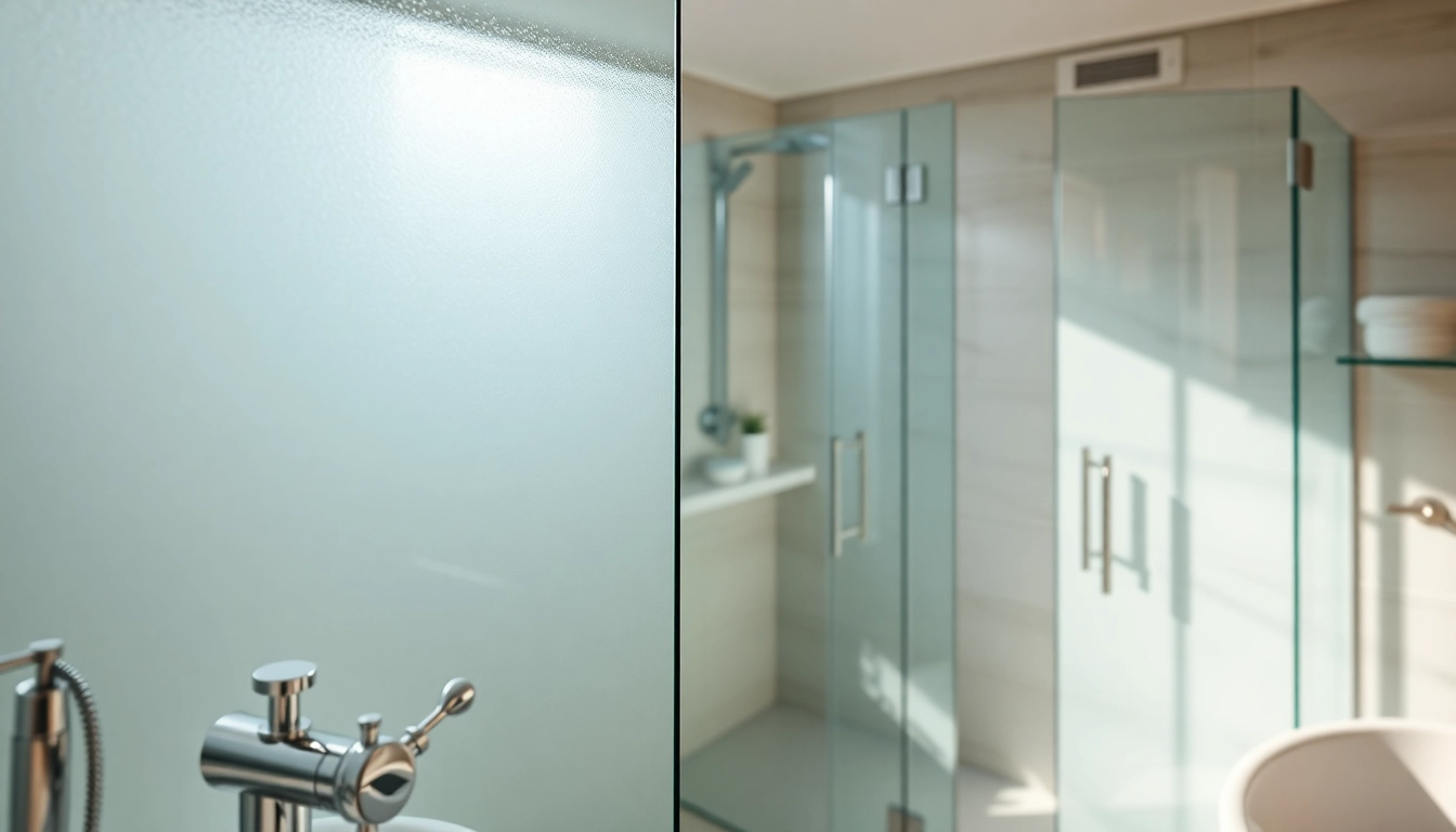 Stylish glass shower doors enhancing a modern bathroom with elegant decor.