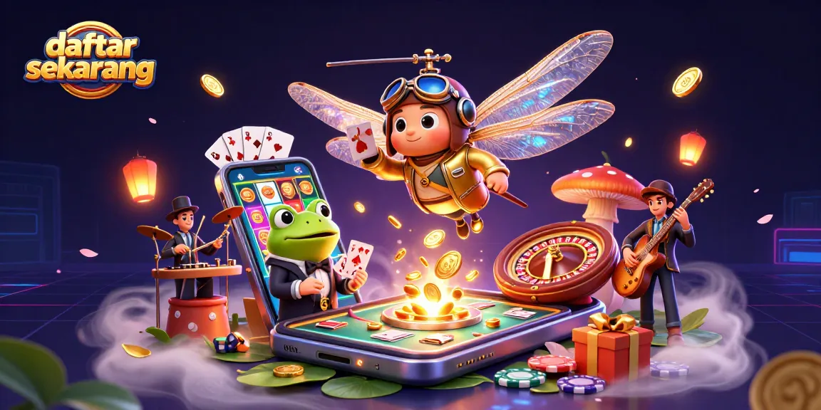 Menggunakan istilah daftar sekarang, gambarkan kasino slot online dengan naga terbang, dealer katak, dan musisi kriket.