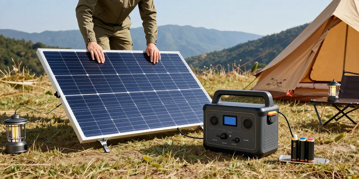 Flexible Solar Panel generating power for camping gear in outdoor setting