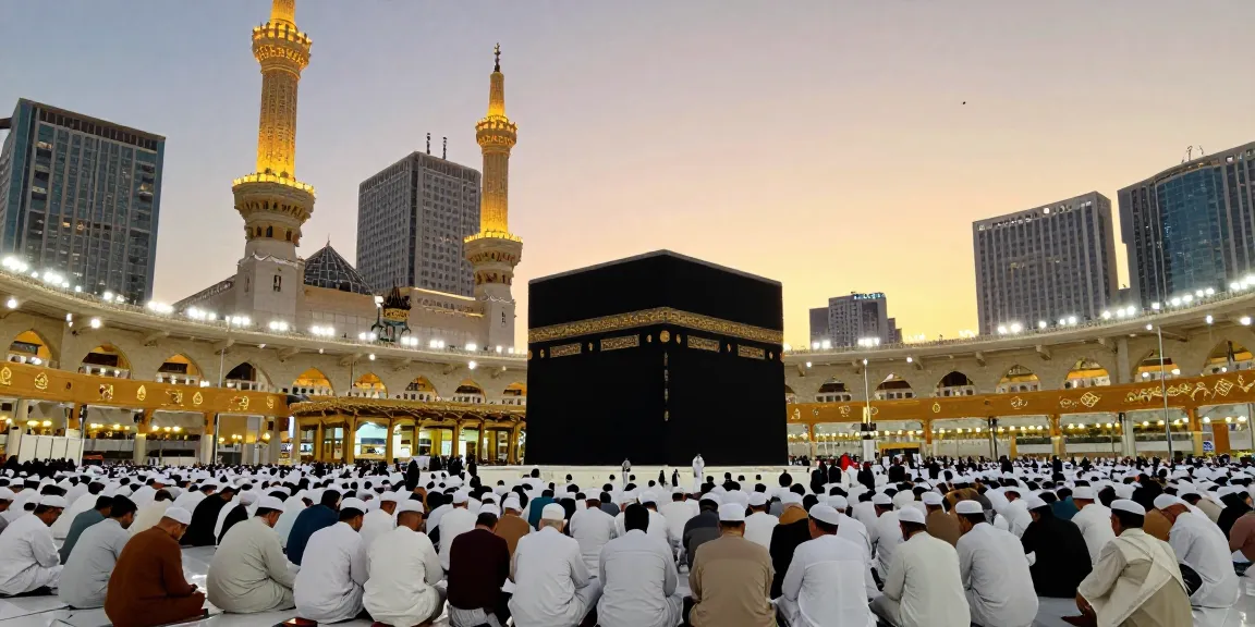 "Umroh Itikaf experience at Masjidil Haram during Ramadan, vibrant atmosphere, sacred pilgrimage, travel adventure."