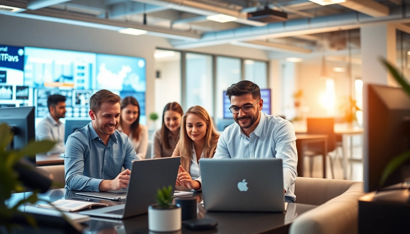 Engage with managed IT services Lakeland through a professional teamwork setup in an office.