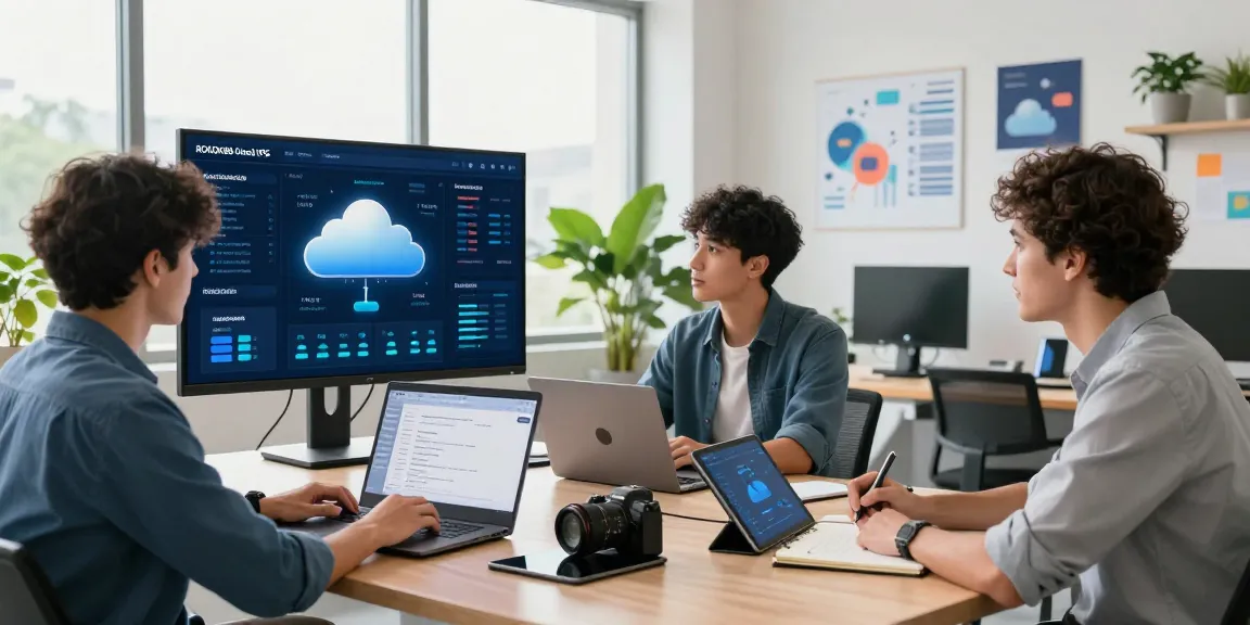 ROKOK88 link alternatif in a modern cloud computing office with IT professionals collaborating