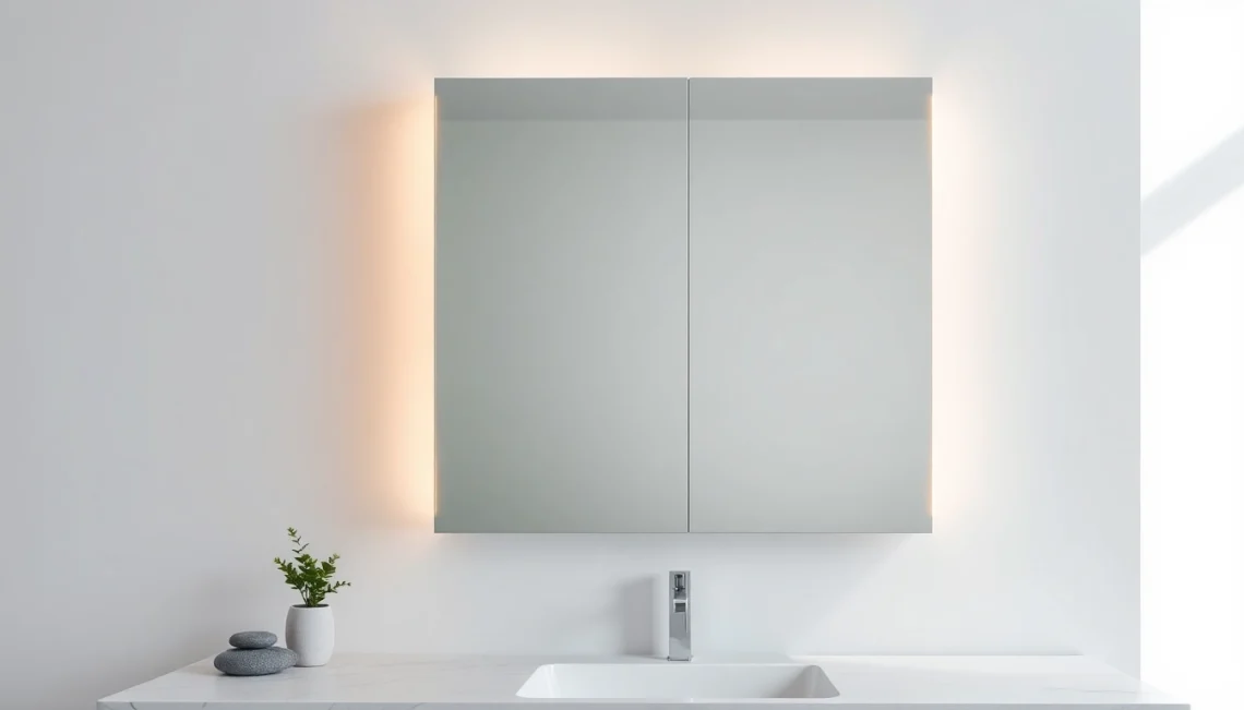 Stunning spiegelschrank led mit warmem Licht, ideal für modernes Badezimmer.