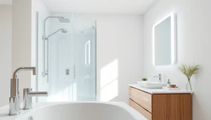 Aménager une salle de bain moderne avec sirhona fr et une douche élégante.