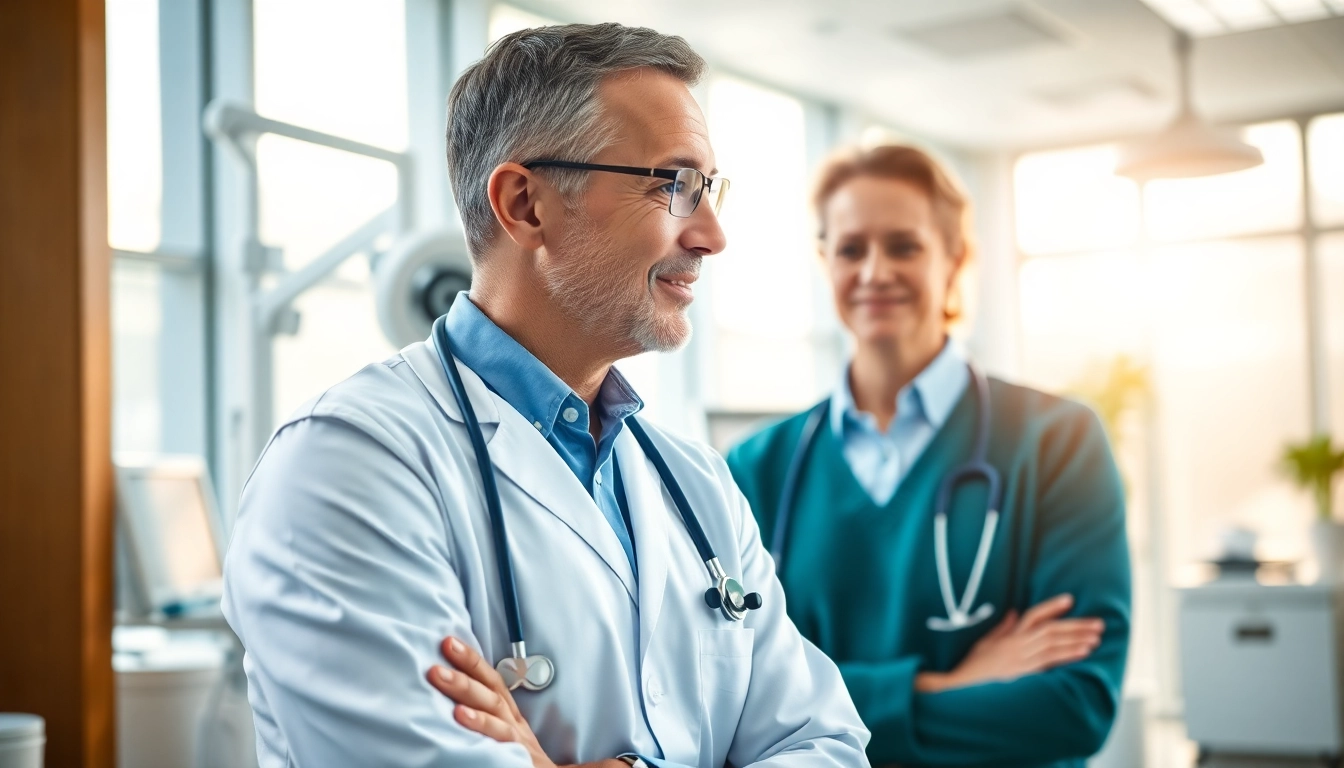 Discussing Health strategies with a doctor in a modern clinic setting.