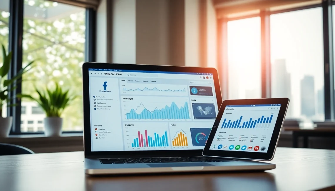 Enhance your social media strategy with a visual of a facebook smm panel interface and analytics.