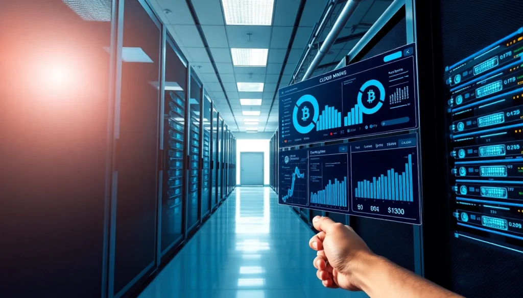 Visual representation of the best cloud mining operations showcasing high-tech servers and real-time data analytics.