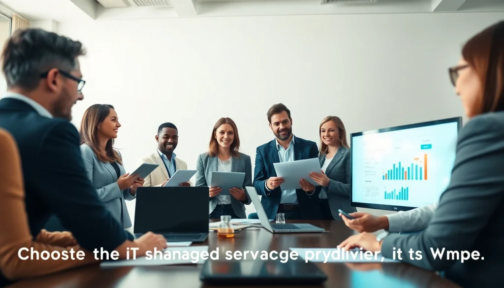 How to Choose a Managed Service Provider in Tampa displayed in a professional business meeting setting with diverse participants.