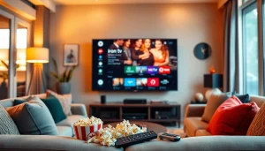 User enjoying iron tv experience in a modern and cozy living room setup.