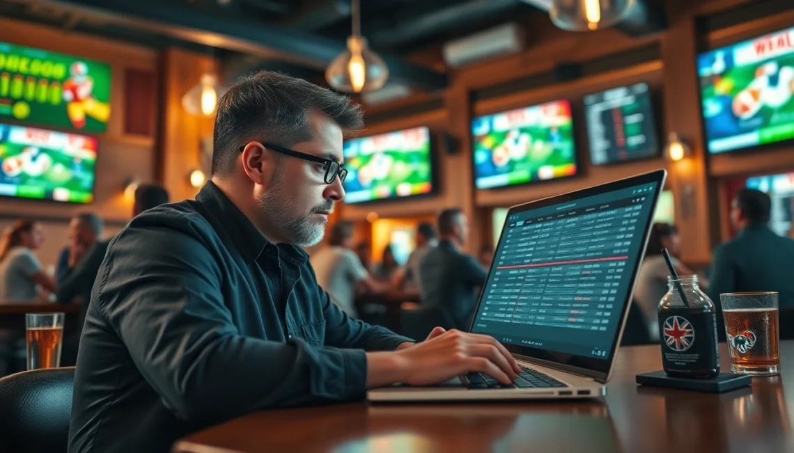 Analyzing sports betting Mexico odds in a bustling sports bar environment.