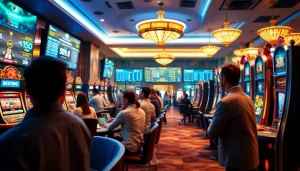 Exciting casino scene at fly88.com showcasing players in action with vibrant ambiance.