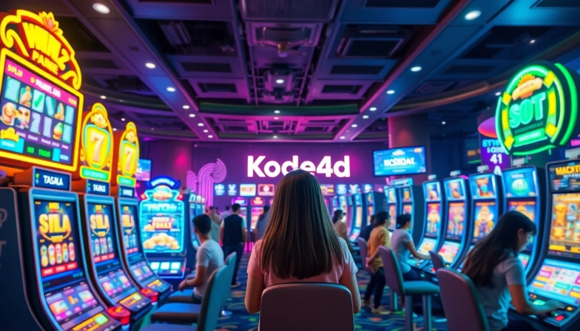 Engaging Kode4d slot gaming environment with vibrant slot machines and players enjoying the experience.