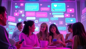 Engaging sex chat AI environment with diverse characters and vibrant virtual interface.