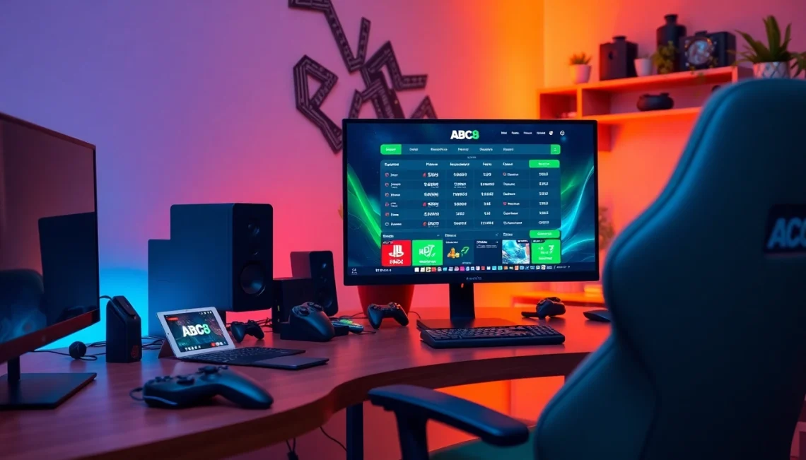 Engaging online gaming atmosphere with ABC8 betting platform displayed on a modern computer.