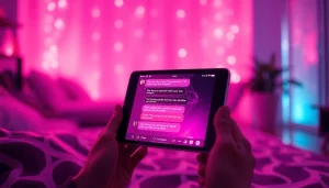 Engaging AI chat interface for intimate conversations about sex ai chat in a cozy, modern setting.