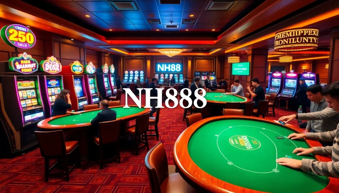 Experience thrilling gambling moments at NH88 with vibrant casino tables and engaging slot machines.