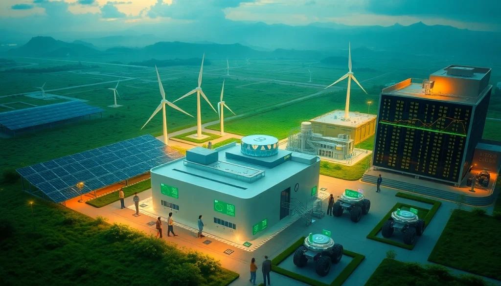 Innovative bitcoin cloud mining facility utilizing renewable energy sources.
