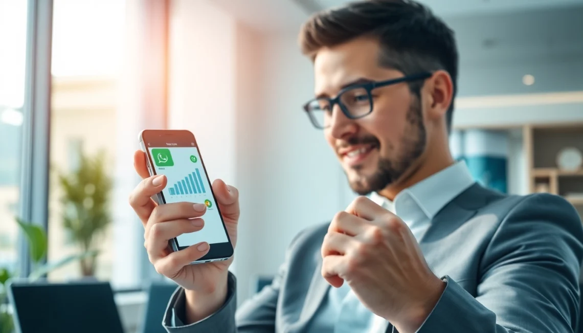 Enhancing communication with WhatsApp Business CRM in a modern office setting.