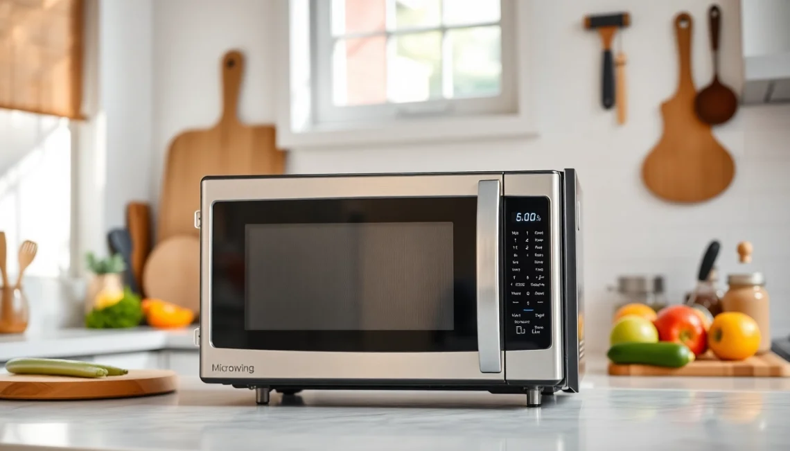 Shop for an affordable microwave oven with sleek design and kitchen features.