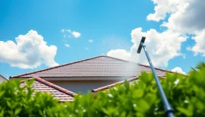 Roof cleaning service results showcasing a spotless, vibrant residential roof in Kissimmee, FL.