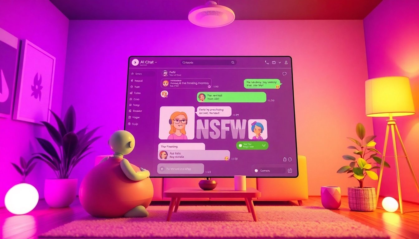 Engaging NSFW AI chat interface showcasing animated characters and vibrant colors.