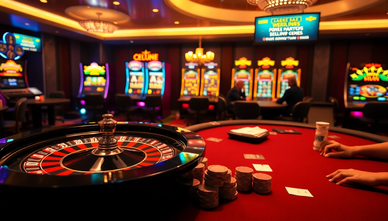 Engage with hidden wiki links at a luxurious casino featuring a vibrant roulette wheel and poker table.