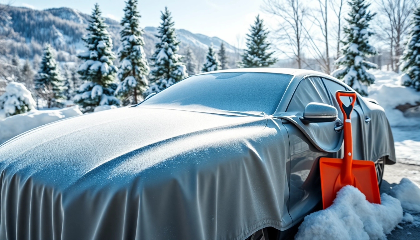 Enhancing winter car protection Chattanooga with a glossy vehicle shielded from snow.