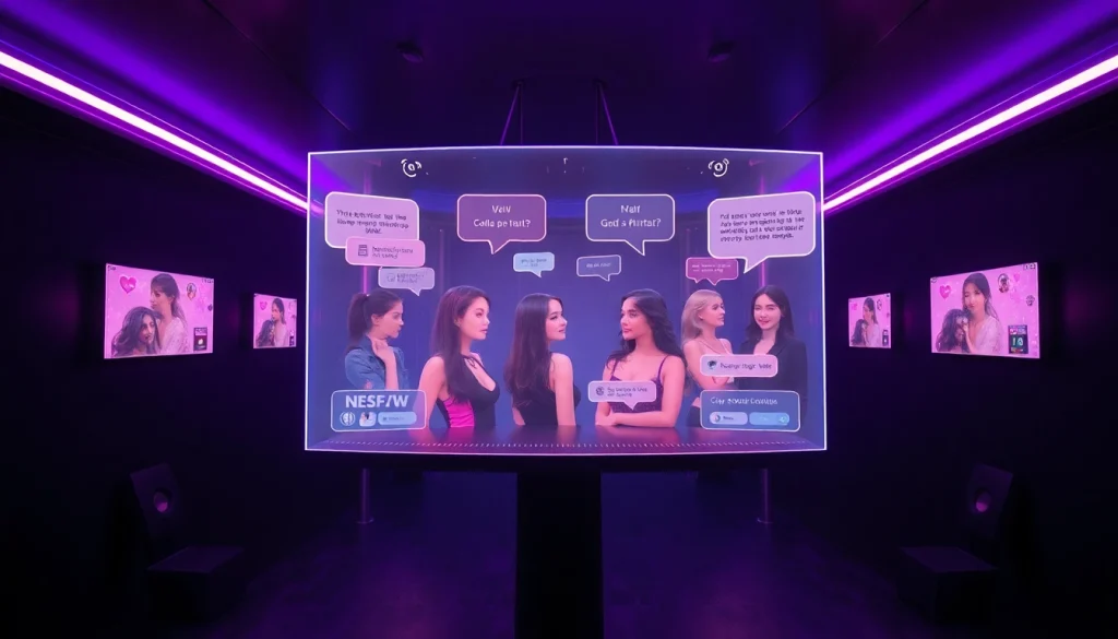 Engaging visual of a futuristic character AI NSFW interface with holographic avatars.