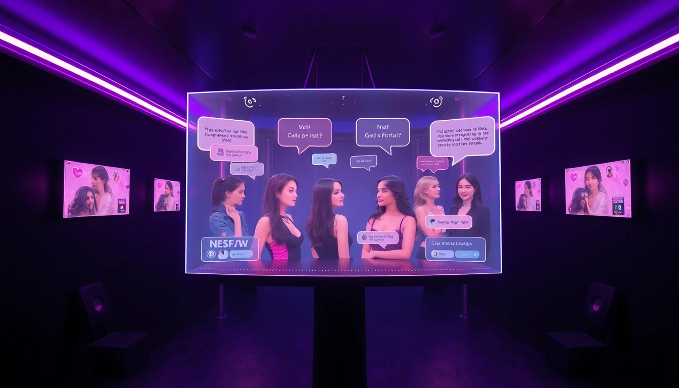 Engaging visual of a futuristic character AI NSFW interface with holographic avatars.