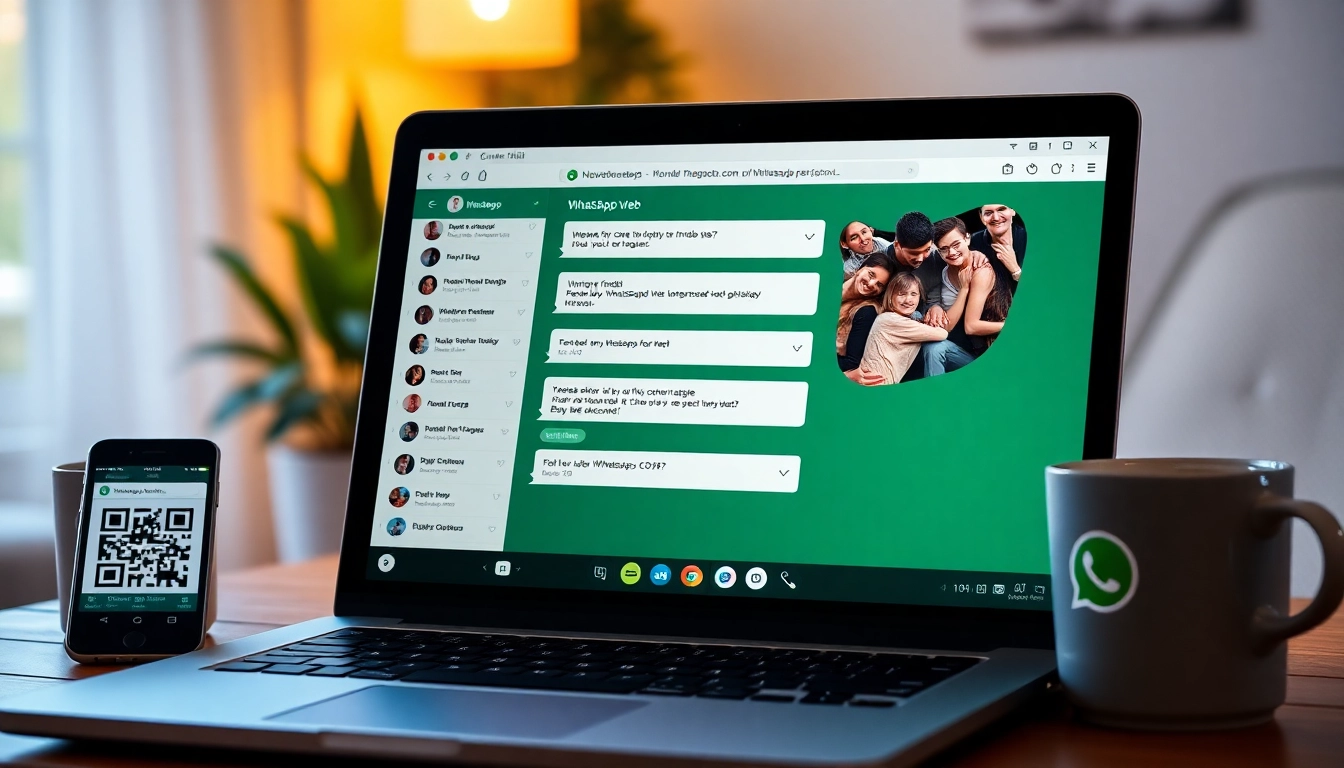 笔记本电脑上的 WhatsApp Web 界面，消息生动，展现高效沟通。