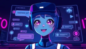 Engaging NSFW character AI visual with modern chat interface elements and vibrant colors.
