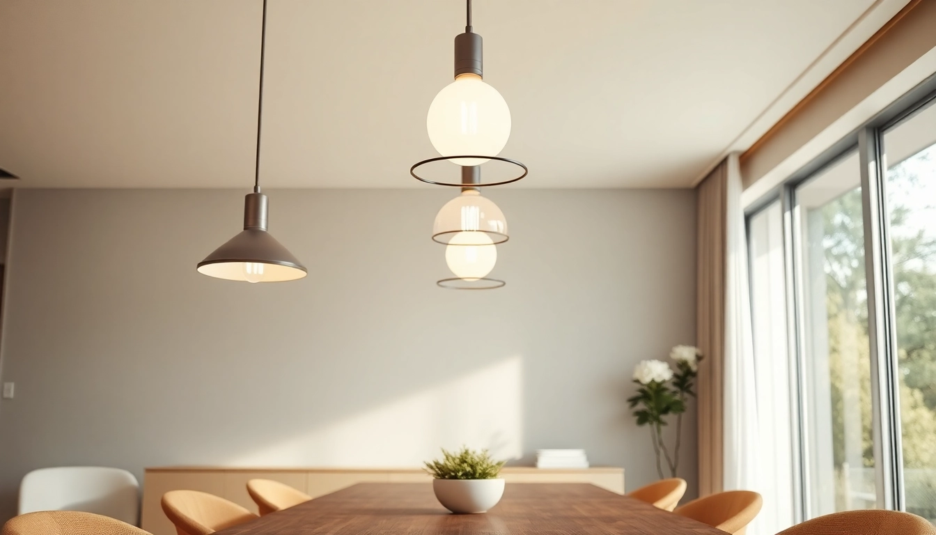Sleek Illumination enhancing a modern dining area with stylish lighting fixtures.