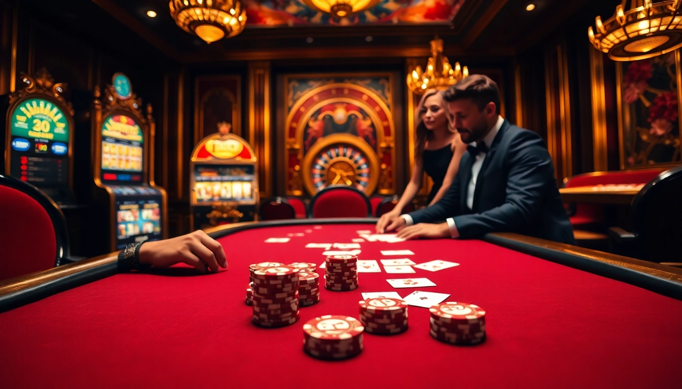 Des joueurs courageux recherchent des gains dans un casino fiable en ligne à une élégante table de poker.