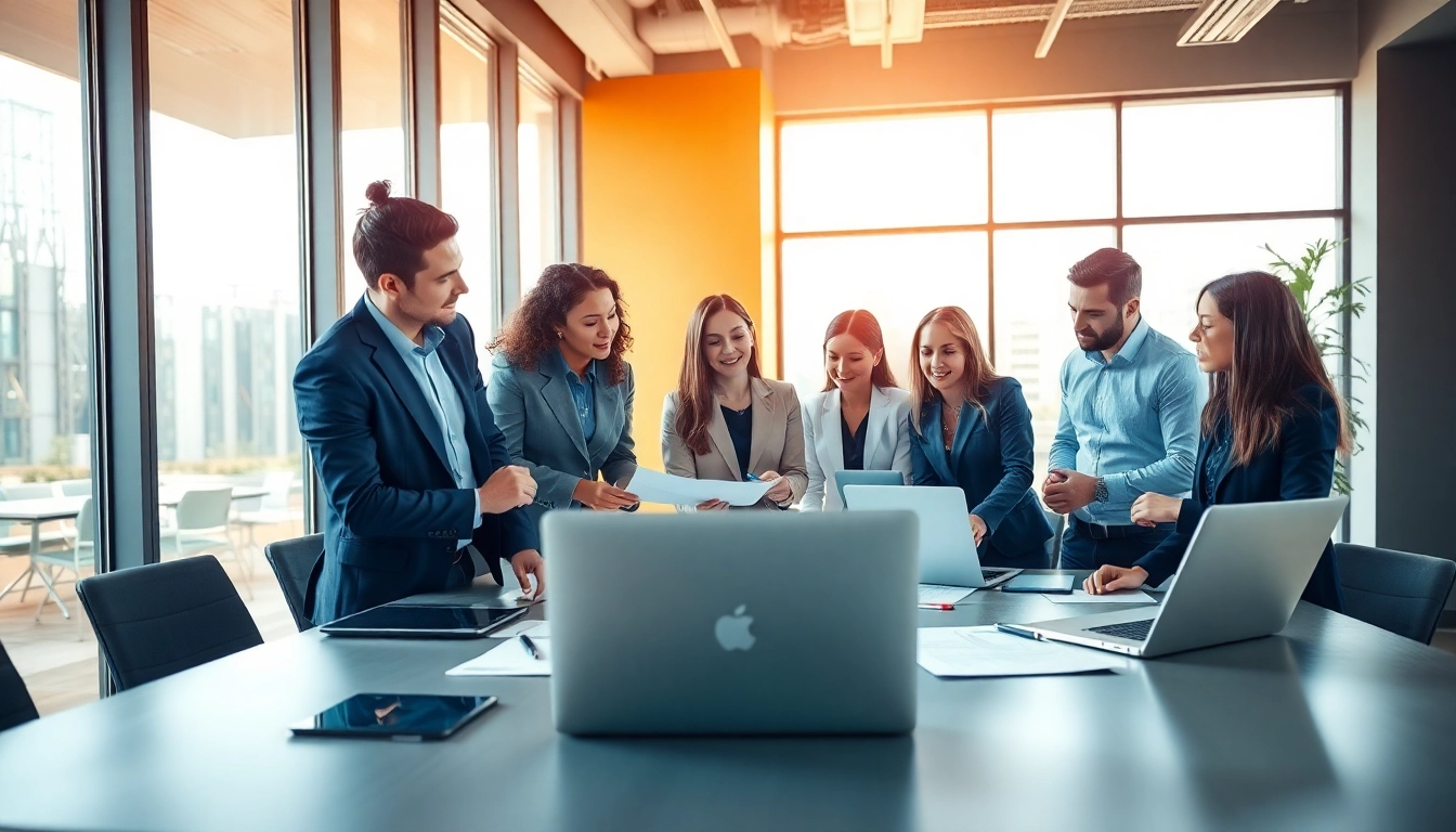 Team collaboratively working on Bid-No-Bid Analysis in a bright office.