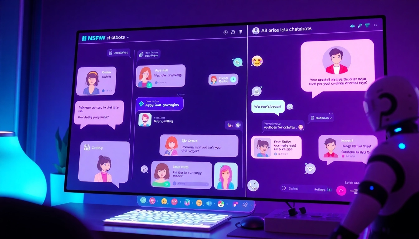 Interactive demonstration of nsfw ai chatbots showcasing engaging characters and vibrant interface.