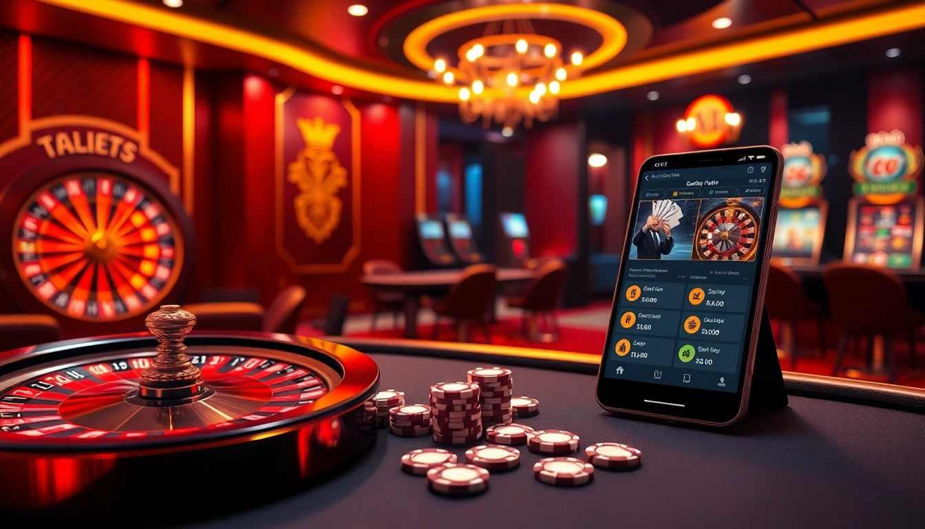 Engage with situs bola online in a high-tech casino atmosphere showcasing dynamic gambling elements.