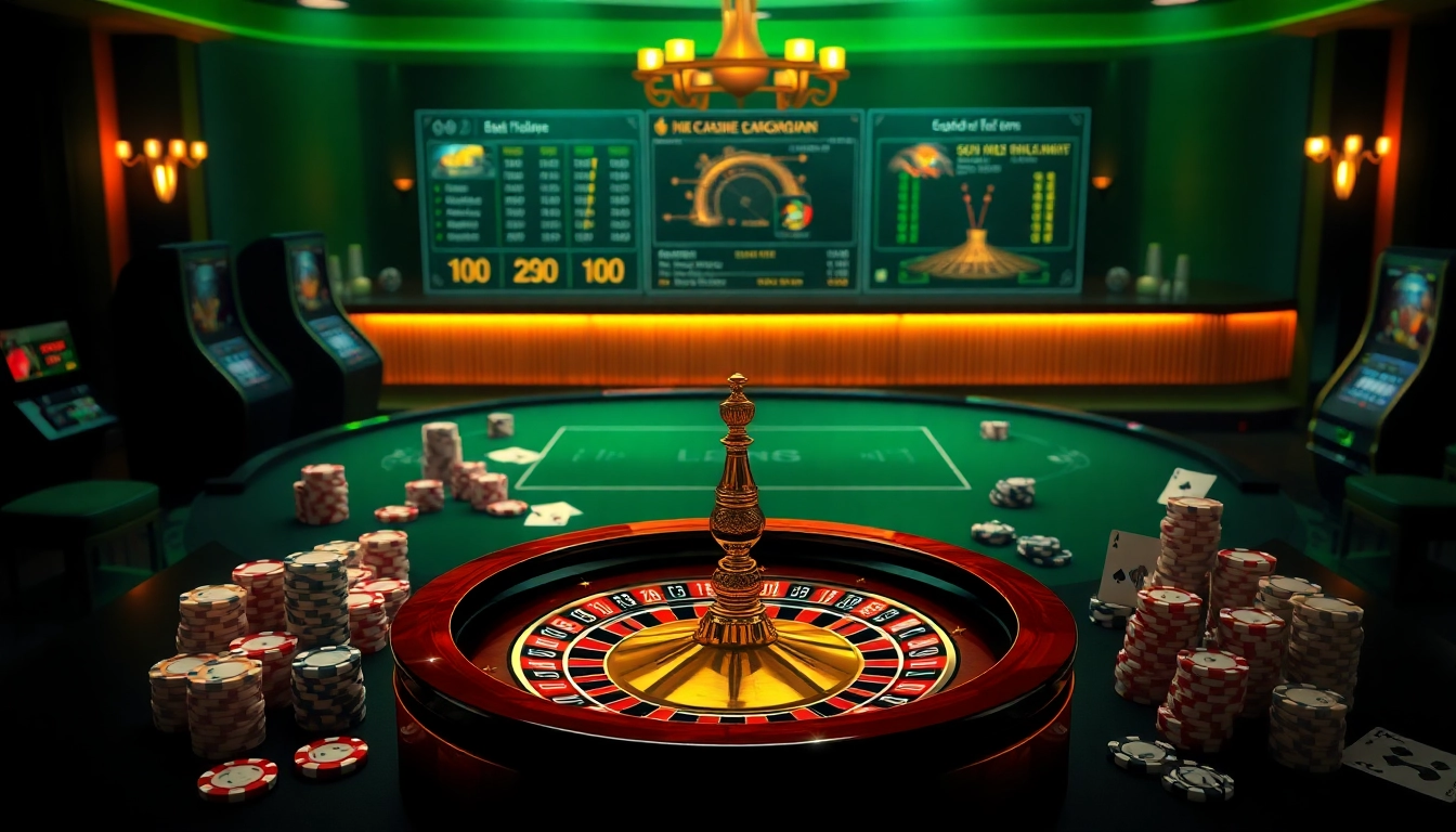 Découvrez l'excitation du casino fiable en ligne avec une ambiance de jeu virtuel haut de gamme, présentant la roulette et le poker.